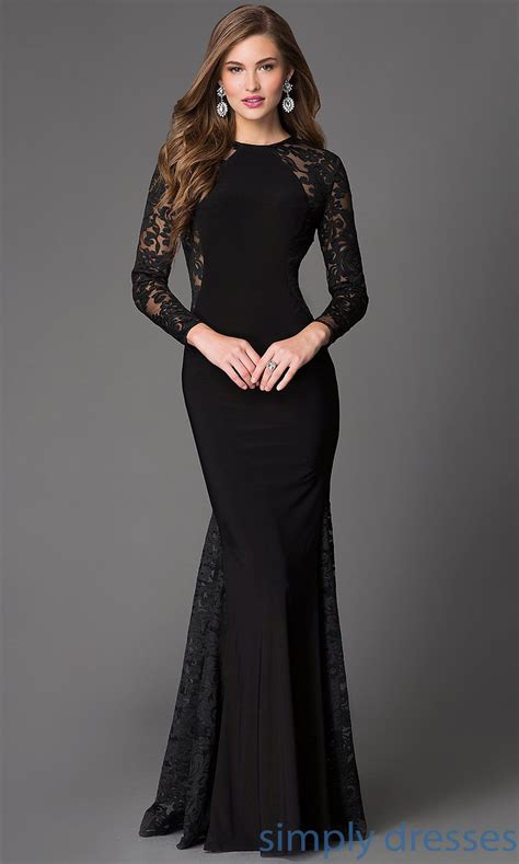 Long Sleeve Lace Xcite Floor Length Dress Prom Dresses Long With