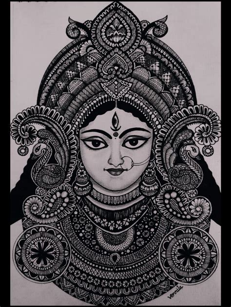 How To Draw Maa Durga Face Using Mandala Art Easy Dur