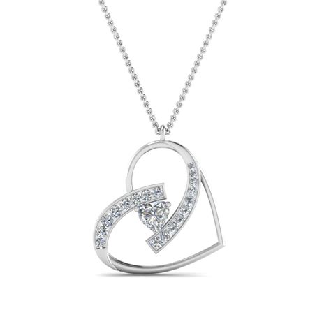 Diamond Heart Necklace Pendant In 14k White Gold Fascinating Diamonds
