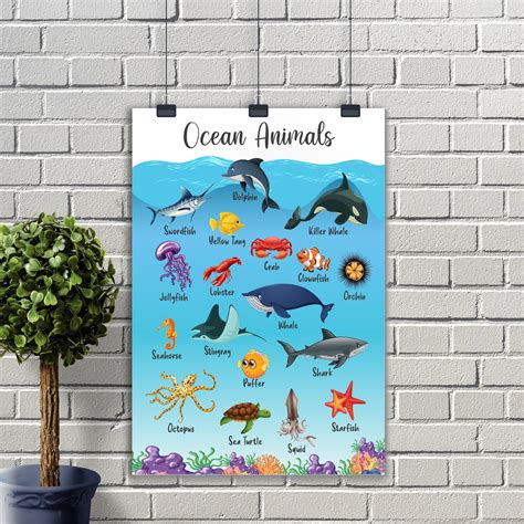 Ocean Animals Poster Montessori Toddler Ocean Animal Prints Etsy