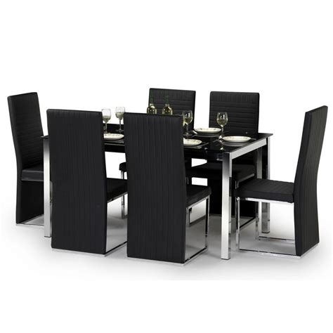 Tempo Chrome And Black Glass Dining Table Modern Dining Furniture