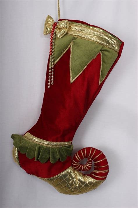 Elf Christmas Stocking Luxury Stockings Velvet Christmas Etsy Christmas Stockings Red