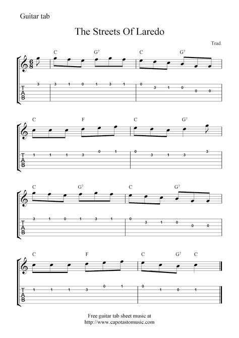 Easy Sheet Music For Beginners Free Easy Guitar Tabs Sheet Music Score