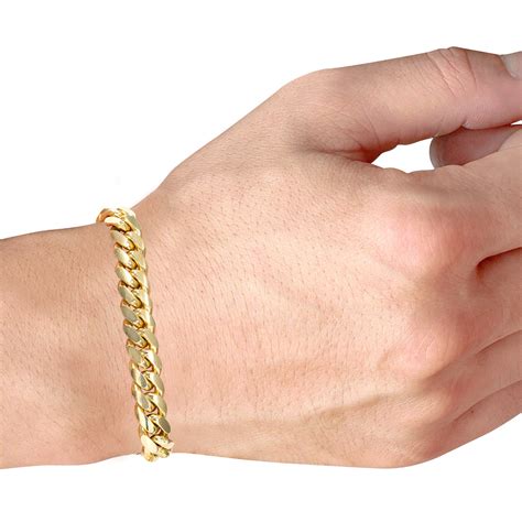 14k Yellow Gold Solid Mens 9mm Miami Cuban Link Chain Bracelet Safe Box