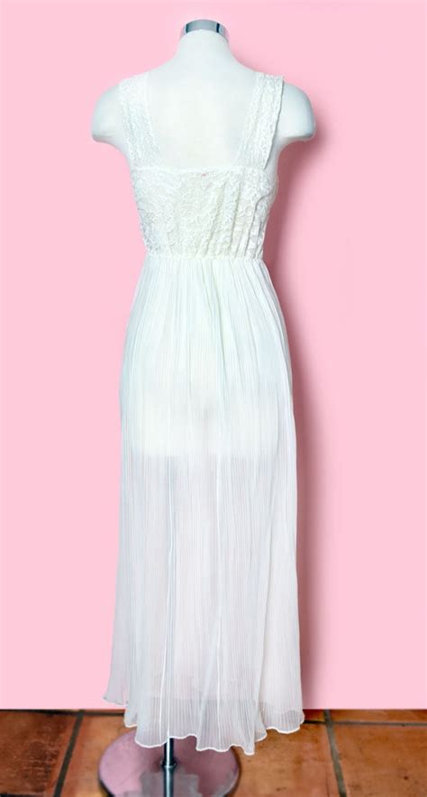 40s White Lace Vintage Lingerie Gown Lace Wedding Bridal Etsy