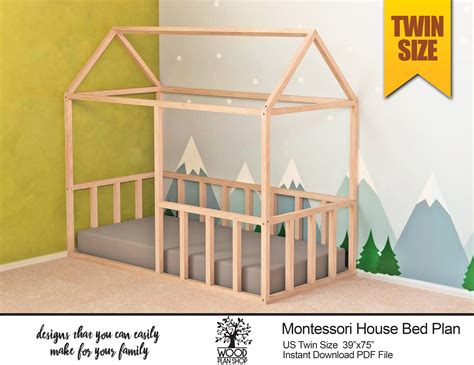 Opt for this miniature plywood daybed, will be a perfect comfy seat for the kids. Montessori Bed Plan, Twin Size House Bed Frame Plan For ...