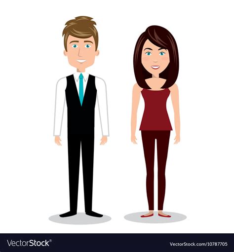 Cartoon Man And Woman Standing Human Resources Vector Image