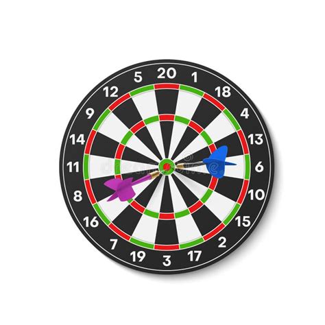 Realistic Darts Board With Arrows In Center Vector Dartboard Goal In
