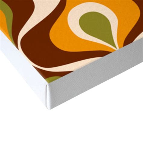 Retro 70s Ovals Op Art Pattern Brown Orange Canvas Print Dana Du Design