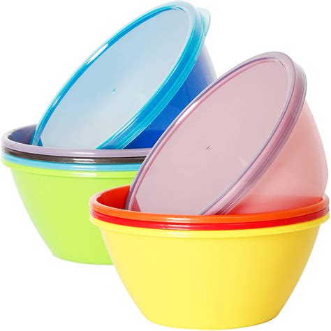 Youngever 22 Ounce Plastic Bowls With Lids Cereal Bowls Soup Bowls