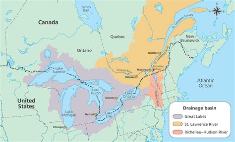 Map Of The Great Lakes St Lawrence River Drainage Basin With