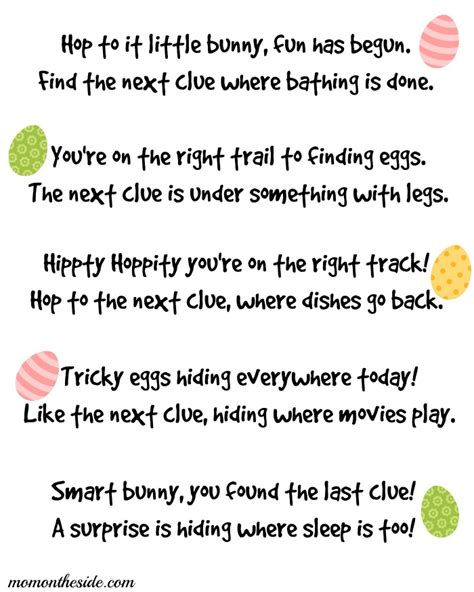 Printable Easter Scavenger Hunt Clues For Kids And Teens