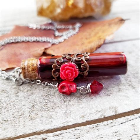 Blood Jewelry Blood Vial Necklace Crystal Vial Necklace Etsy Uk