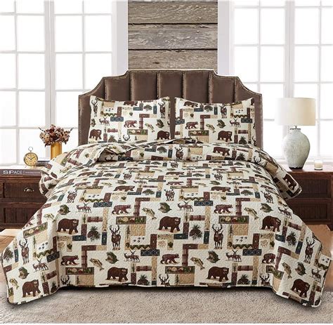 Jessy Home Quilt Set Queen Size Polyester Reversible Bedding Set 3