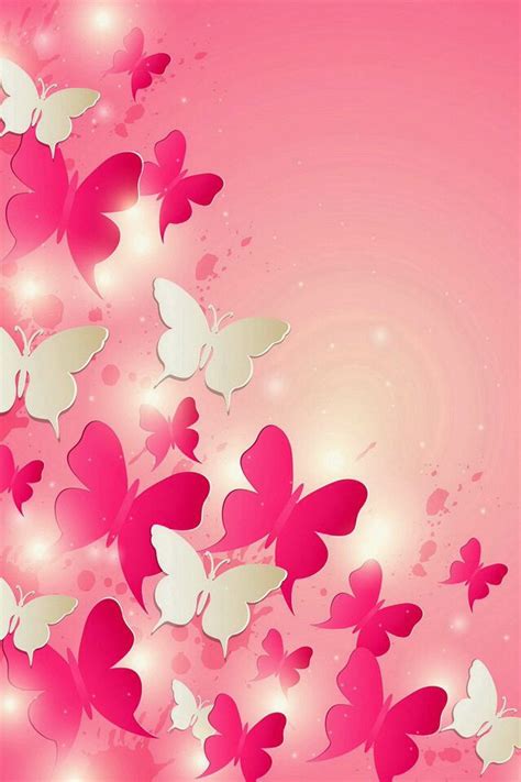 23 Wallpaper Butterfly Pink Background White On