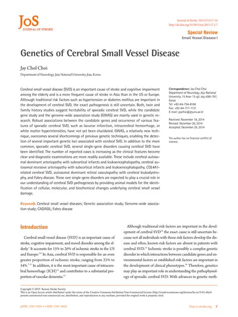 Pdf Genetics Of Cerebral Small Vessel Disease