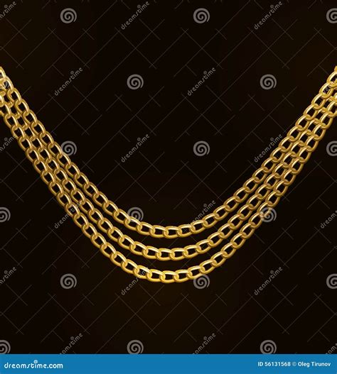 Beautiful Golden Chains Isolated On Black Background Stock Vector