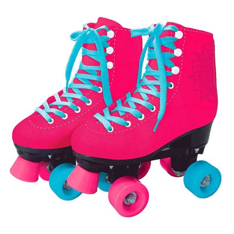 Patins Clássico 4 Rodas Rosa E Azul Fun Tam 35 36 Ri Happy