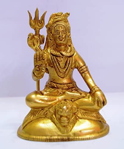 Brass Hindu God Lord Shiva Siva Holding Trishul Statue 4 Handcrafted Br