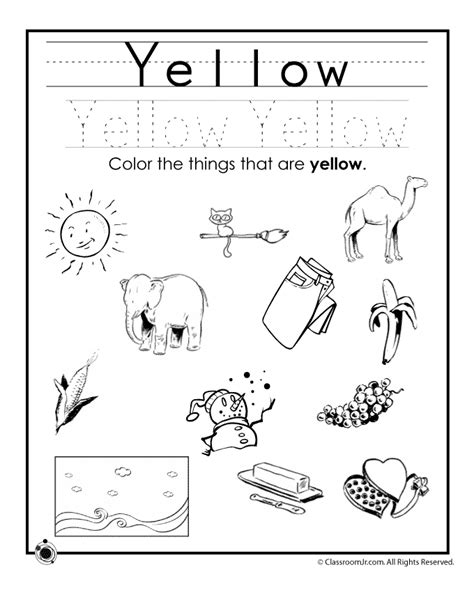 Color Yellow Worksheet Woo Jr Kids Activities