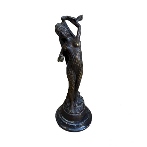 Beautiful Bronze Woman Dancer With A Rose Art Deco Sculpture Period To Identify Black