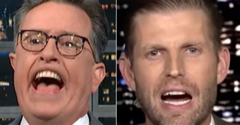 stephen colbert taunts eric trump for weakest defense of his father yet huffpost entertainment