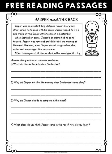 Reading comprehension worksheets & tests. Free Printable Second Grade Reading Comprehension ...