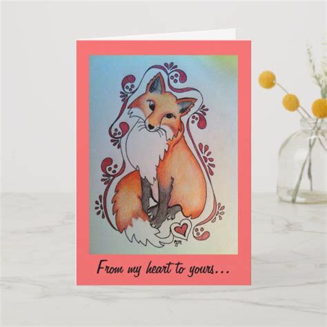 Fox And Heart Valentine Card In 2020 Valentine Day Cards