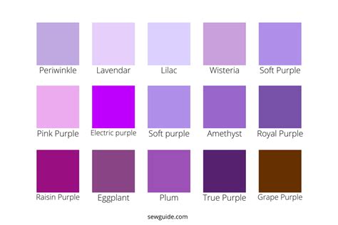 List Of Colors With Color Names Purple Color Names Color Palette My