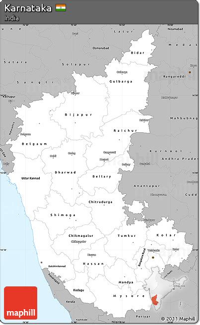 Free Gray Simple Map Of Karnataka