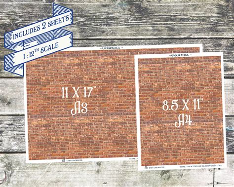 Dollhouse Wall 112 Red Brick Wall Miniature Printable Etsy España