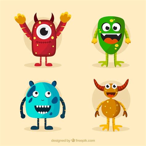 Premium Vector Character Collection Of Funny Monsters