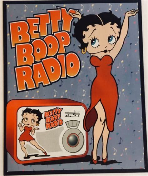New Betty Boop Radio Redorange Dress Dancing Musical Notes Tin Metal