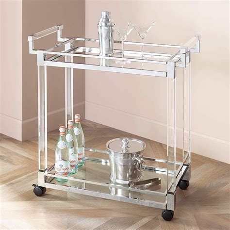 Clear Acrylic And Chrome 32 34 Wide Rolling Serving Bar Cart Best