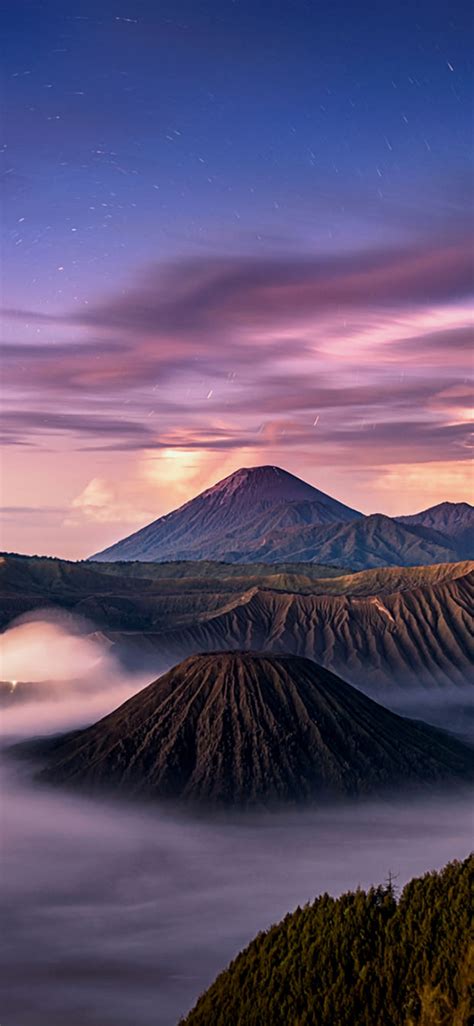 1125x2436 Calm Volcano Landscape In Fog Iphone Xsiphone 10iphone X Wallpaper Hd Nature 4k