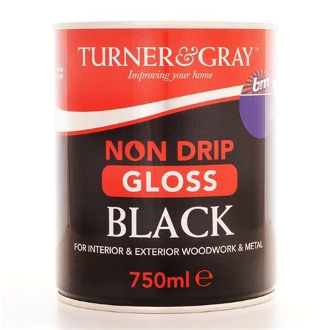 Finding the best color or product is the first step to your exterior painting project, but finding the right sheen is step two. Turner & Gray Non Drip Gloss - Black 750ml | Paint - B&M