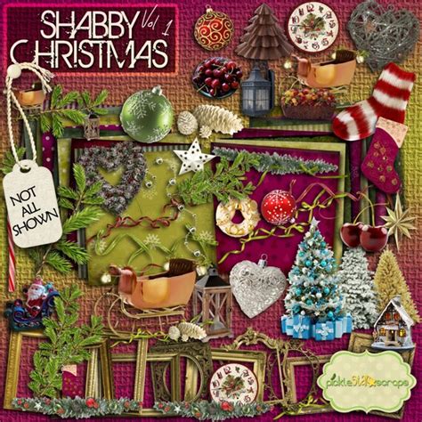 Shabby Christmas Vol 1 Digital Scrapbook Kit By Picklestarscraps