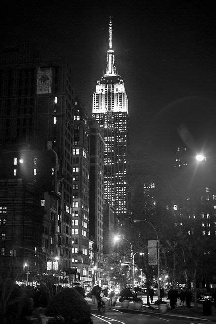 Empire State Building At Night In Black And White Empire