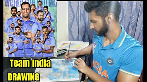 Pencil Sketch Of Team India In Icc Cricket World Cup 2019 Youtube