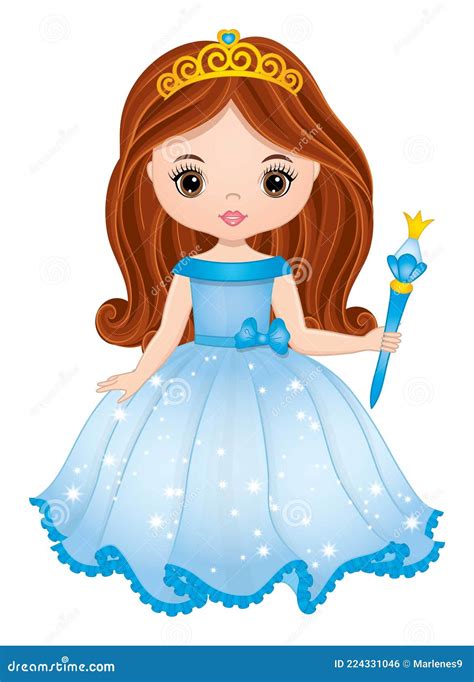 Bella Princesa Con Vestido Azul Y Tiara Ilustración Del Vector Ilustración De Elegancia Magia