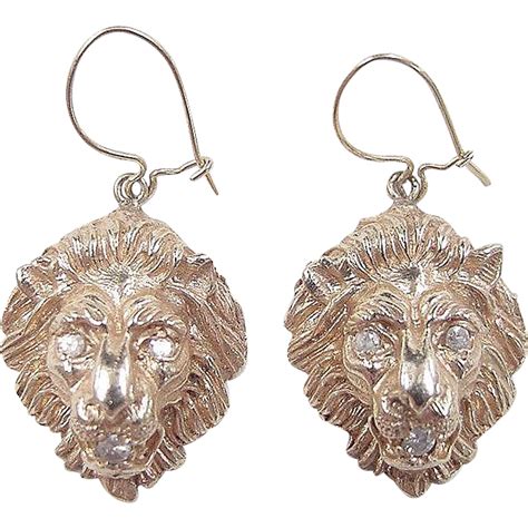 4.5 out of 5 stars 12. Vintage 14k Gold Diamond Lion Head Earrings : Arnold Jewelers | Ruby Lane