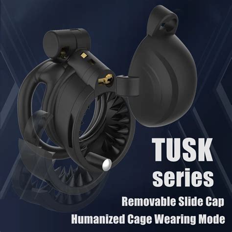 New Tusk Design Removable Slide Cap Humanized Cock Cage Male