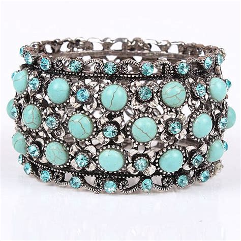 Buy Timeless Turquoise Vintage Style Crystal Bangle Bracelets By Vista