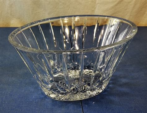 Vintage Crystal Bowl Oval Cut Glass Dish Clear Dinnerware Fruit