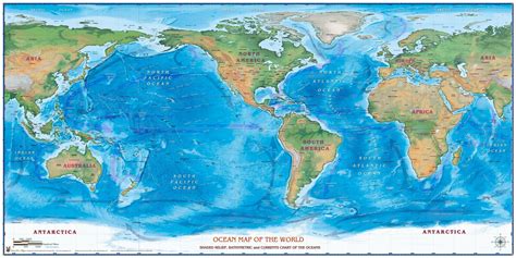 World Ocean Shaded Relief Wall Map