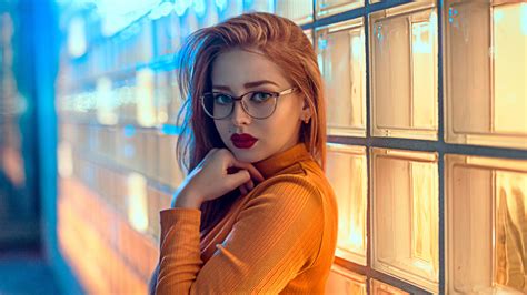 Wallpaper Redhead Women With Glasses Face Long Hair