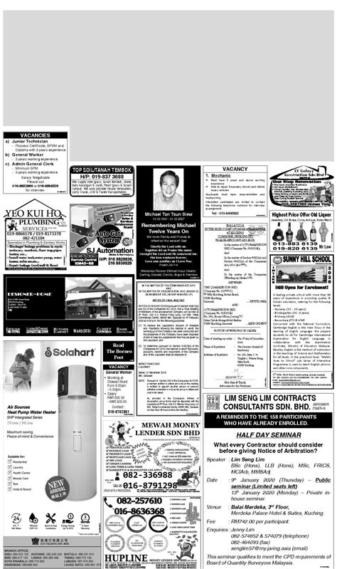 Pick the best hotel location. Tuesday - Dec 31 | The Borneo Post Classifieds