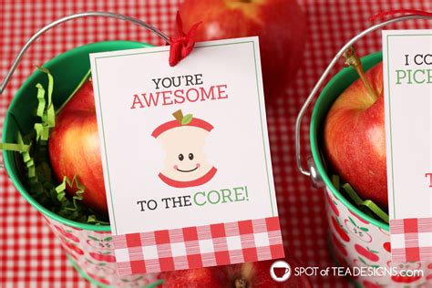 Teacher Appreciation Printables | Apple Favor Tags - Spot of Tea Designs