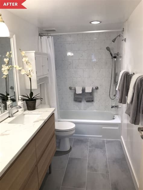 Before And After A Fresh Redo Makes This Windowless Bathroom Look