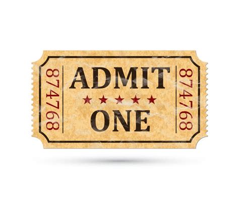 Admit One Ticket Vintage Admission Ticket Isolated On White Background